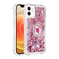 thumbnail image 2 of Funda para iPhone 12 Mini con Brillo Líquido Flotante, Purpurina, Parachoques y Anillo Giratorio Soporte, 2 of 5