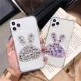 thumbnail image 6 of for iPhone 12 Pro Max Clear Case for Women, Glitter Shiny Crystal Diamond Rabbit Bunny Cover Shell Fashion Luxury Case with TPU Slim Transparent Protective Bling Girly Rhinestone Case White, 6 of 10