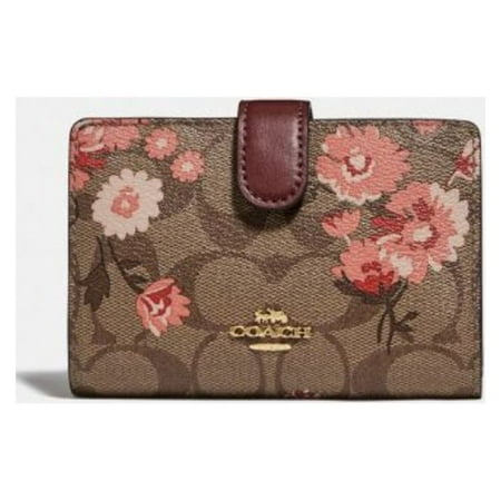 Coach Medium Corner Zip Wallet in Signature Canvas with Prairie Daisy Cluster Print