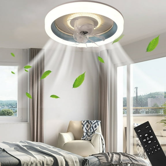 Zenithome 360° Ceiling Fan Light – 48x48x19in, Mobile App Control, Acrylic Lampshade, Bedroom/Restaurant/Home Use, Quiet Cooling Fan