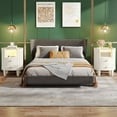 thumbnail image 3 of 1Easylife 25.5 Inches Tall Round Nightstand Side Table with 2 Drawers LED Light Open Shelf for Bedroom Sofa Side White, 3 of 5