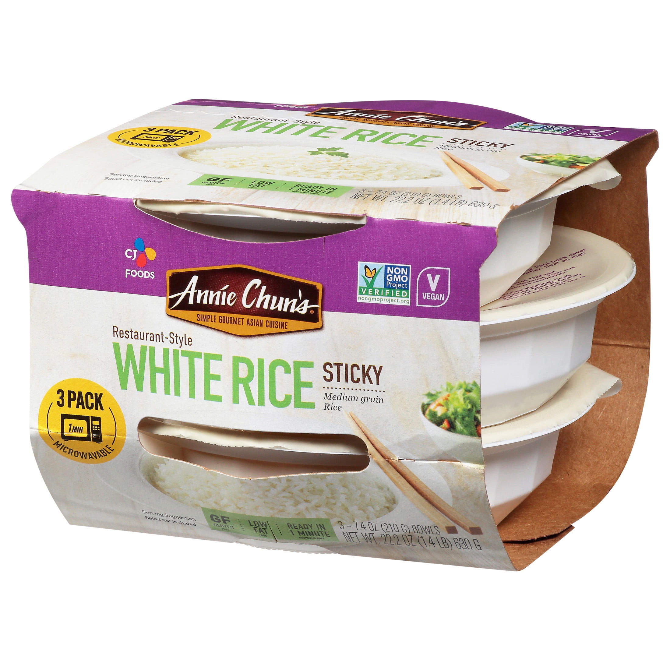 Annie Chun's Cooked Sticky White Rice, 22.21 oz 6 Pack