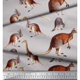 thumbnail image 3 of Soimoi Grey polyester Crepe Fabric Kangaroo & Giraffe Animal Printed Fabric 1 Yard 52 Inch Wide, 3 of 3