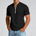 thumbnail image 2 of xfsWaSs Mens Solid Color Half Zip Short Sleeve T Shirts Stand Collar Athletic Casual Tops Breathable Gym Workout Tee Stylish T-Shirts Fashion Tee Tops, 2 of 4