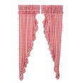 thumbnail image 6 of VHC Brands Annie Buffalo Check Cotton Farmhouse Curtains Rod Pocket Drawstring Ties Ruffling Prairie Panel Pair, Red Country, 6 of 8