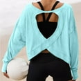 thumbnail image 6 of hotojiny Women's Shirts Casual Long Sleeve Workout TShirts Backless Loose Round Neck Tops Cross Back Open Blouse, 6 of 6