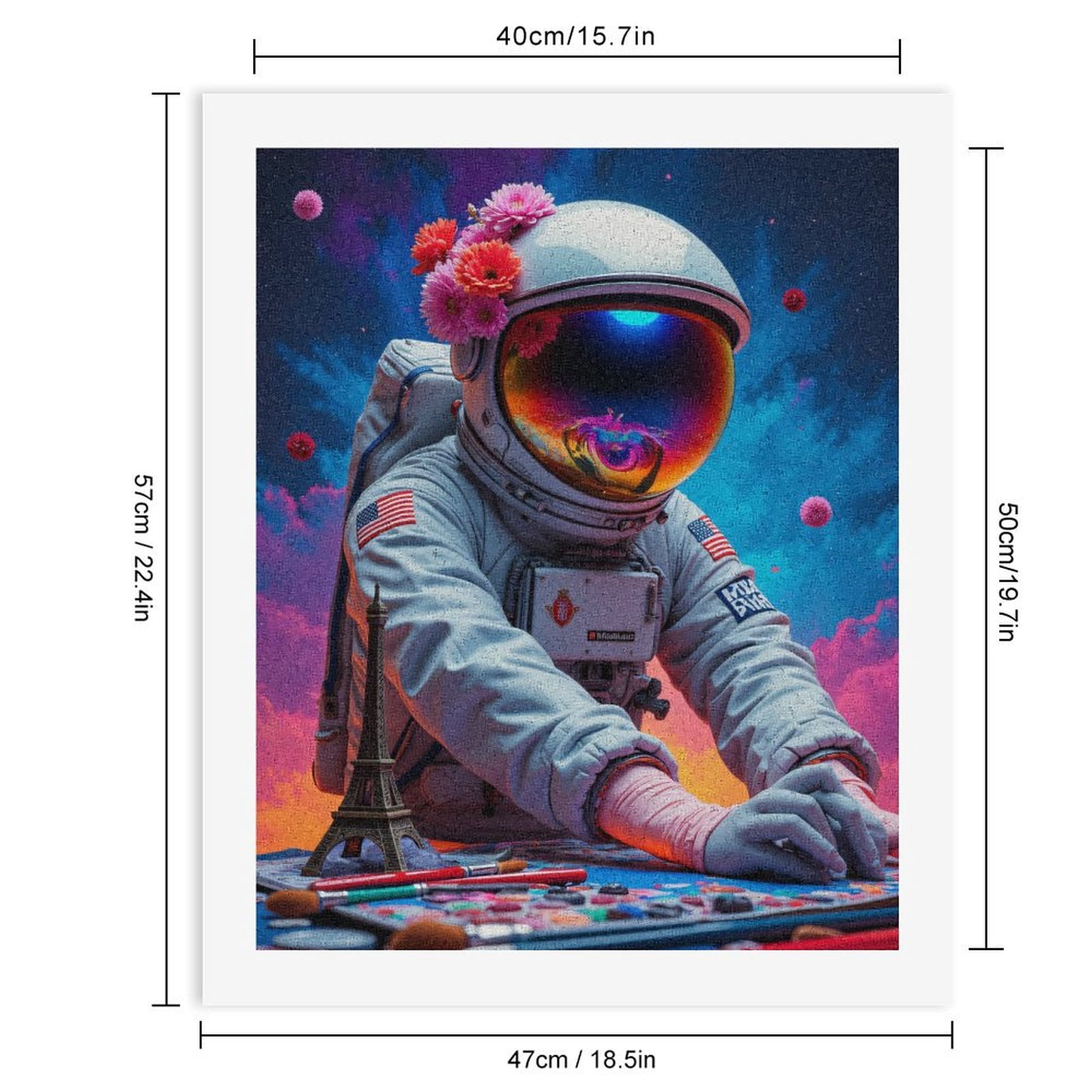 Paint by Numbers Kit for Adults, Astronaut Flowers Space Art Eiffel Tower Paint by Numbers, Easy Paint by Numbers Kit for Adults Beginner, DIY Adult Paint by Number Kits on Canvas, Home Decor