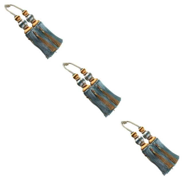 mmirethe 2pack/lot Excellent Décor Rideaux Tiebacks Suspendus Haut Pompon pour Rideau Facile Pompon Polyester Approprié Bleu Clair 3Set