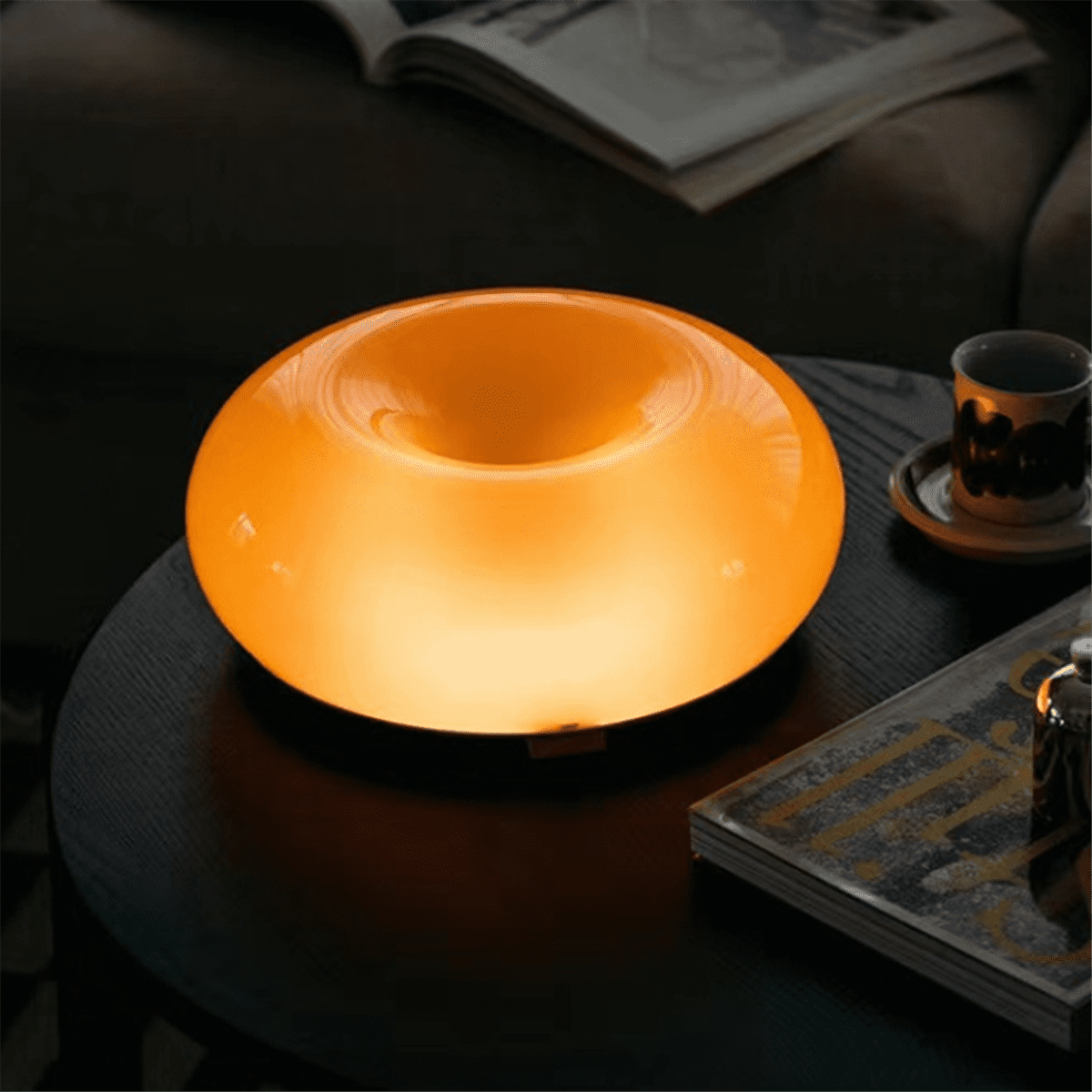 Orange Donut Lamp, Mid Century Modern Bedside Novel Art Deco Beautiful Table and Wall Decoration Lamp