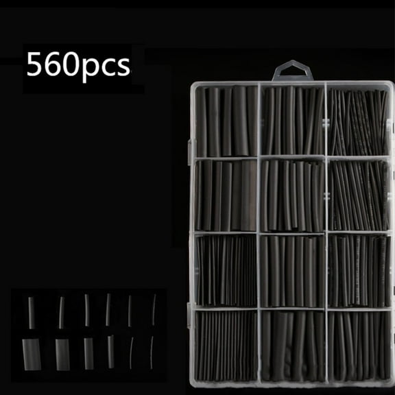 560pcs Heat-shrink Tubing Kit Thermoresistant Tube Heat Shrink Wrapping Kit Electrical Connection Wire Cable Insulation Sleeving