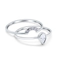 thumbnail image 3 of Simulated Cubic Zirconia Size-5 Teardrop Ring Band Set Pear 925 Sterling Silver, 3 of 7