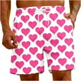 thumbnail image 4 of Midsumdr Mens Shorts 2025 Casual Loose Plus Size Shorts Valentine's Day Love Heart Printed Drawstring Beach Shorts with Pockets, 4 of 7