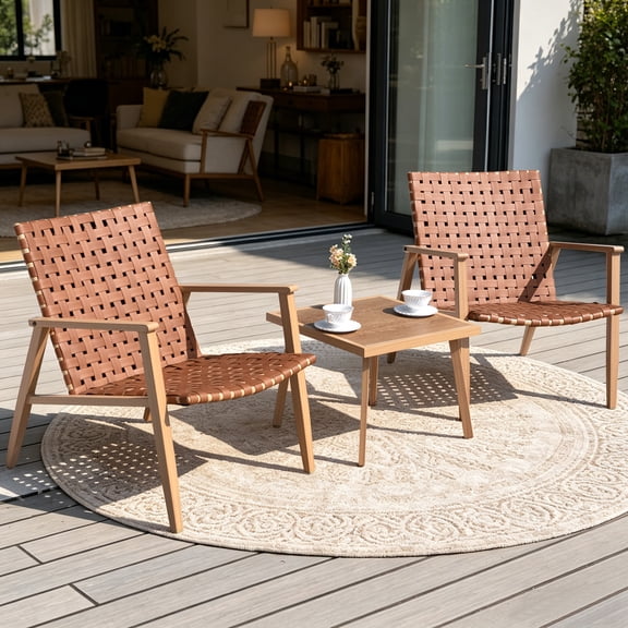 COMLAX FIELD 3-Piece Patio Bistro Set, Outdoor Conversation Chair Sets with Coffee Table, Patio Furniture Set