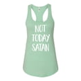 thumbnail image 2 of Wild Bobby, Quote Not Today Satan Funny Witty, Inspirational/Christian, Women Racerback Tank Top, Mint, Large, 2 of 3