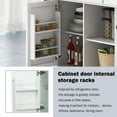 thumbnail image 6 of Cabinet Door Internal Storage Racks with Rubber Wood Countertop, Kitchen Island, Store Kitchen Cart on 5 Wheels with Storage Cabinet and 3 Drawers for Dinning Room, White, 6 of 7