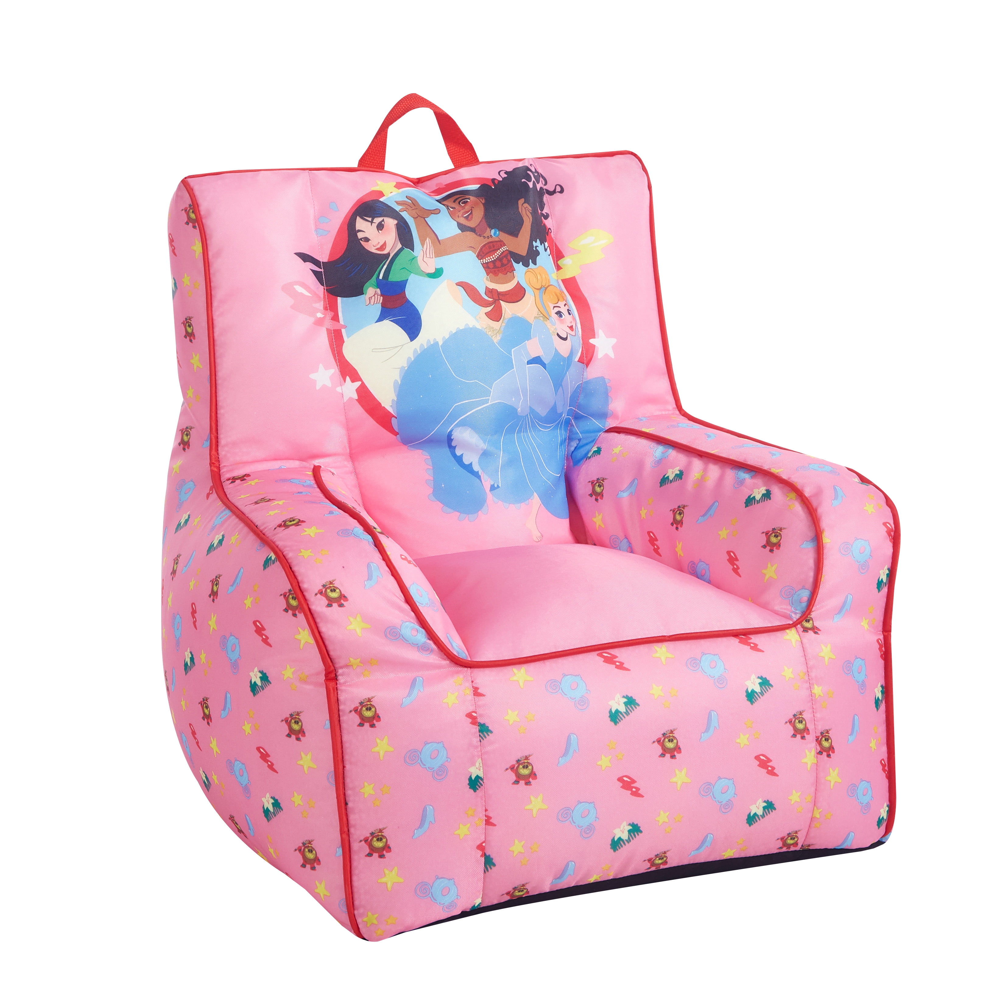 Disney Princess Soft Square Back Bean Bag Chair, Pink Polyester