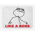 thumbnail image 1 of Meme Bath Mat, Funny Simple Stickman with Cool Expression and Like a Boss Typography, Plush Bathroom Decor Mat with Non Slip Backing, 29.5" X 17.5", Black Vermilion, by Ambesonne, 1 of 2