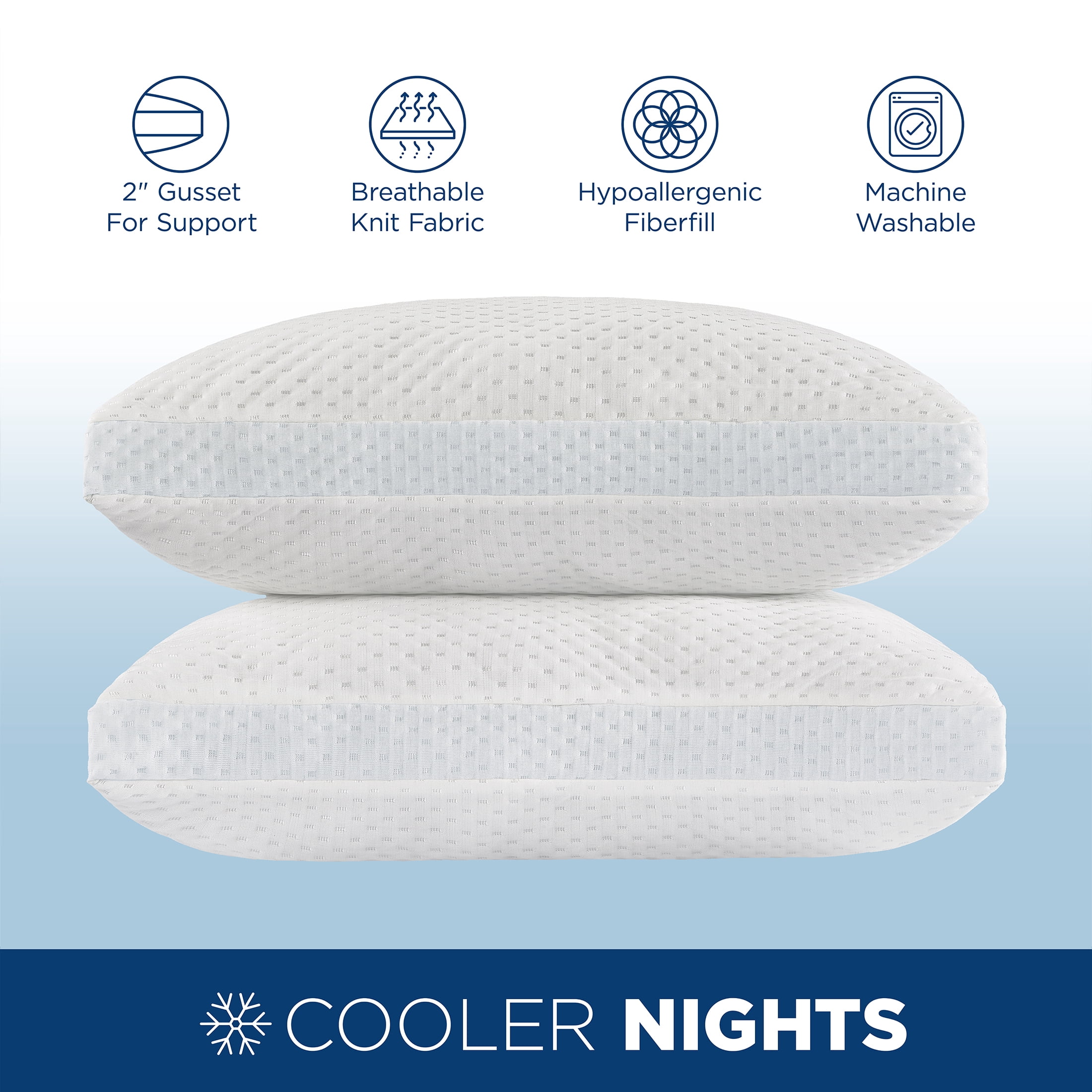 Great Sleep® Cooling Down Alternative Gusseted Pillow, Set of 2, Standard/Queen