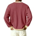 thumbnail image 5 of Havenx Mens Knit Henley Sweater Long Sleeve Quarter Button Sweater Ribbed Knit Crewneck Pullover Tees Fashion Relaxed Fit Fall Workout Thermal Clothing,Wine L, 5 of 6