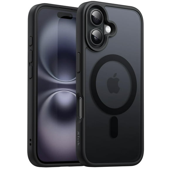 JETech Magnetic Case for iPhone 16 6.1-Inch Compatible with MagSafe, Translucent Matte Back Slim Shockproof Phone Cover (Black)