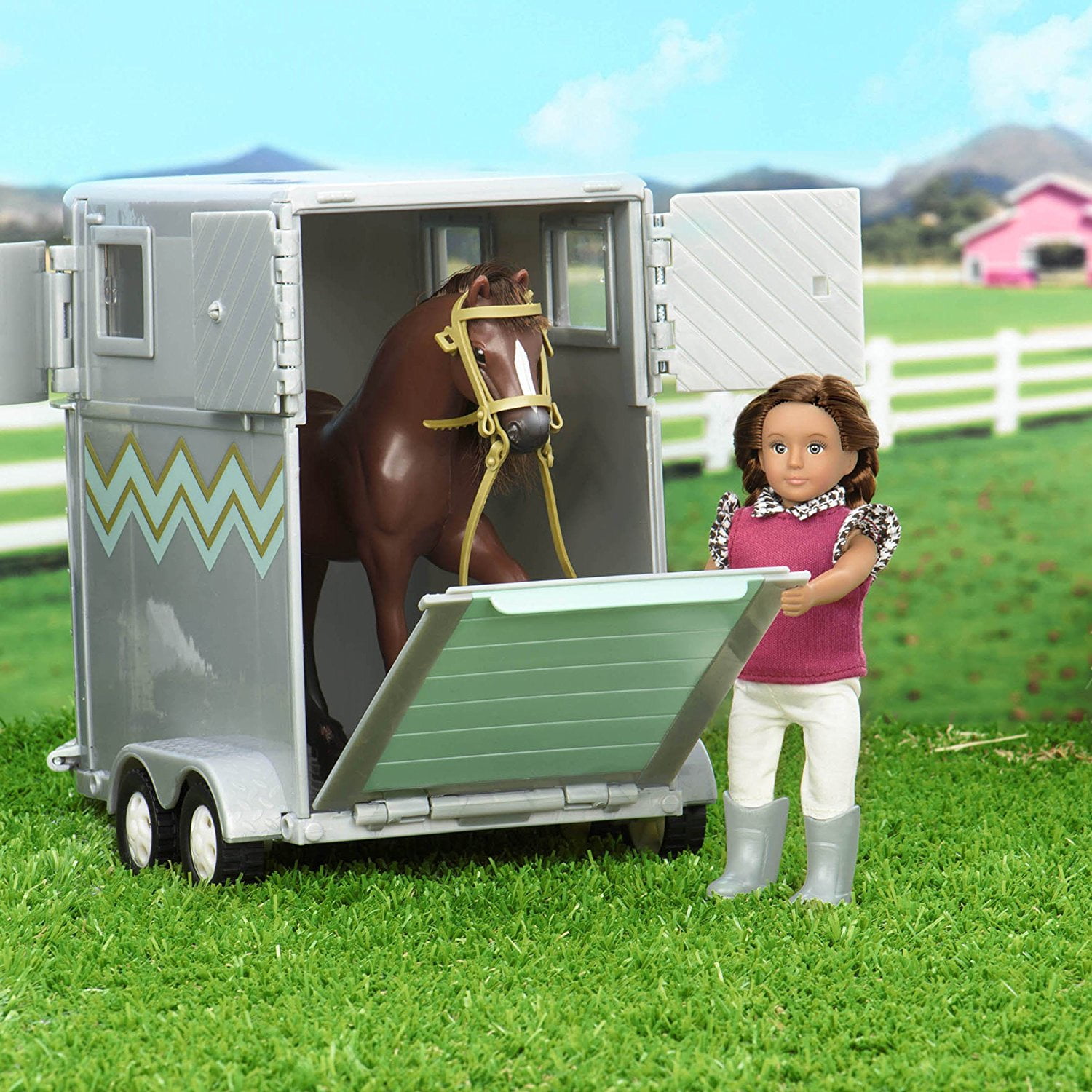 lori doll hoofing it horse trailer