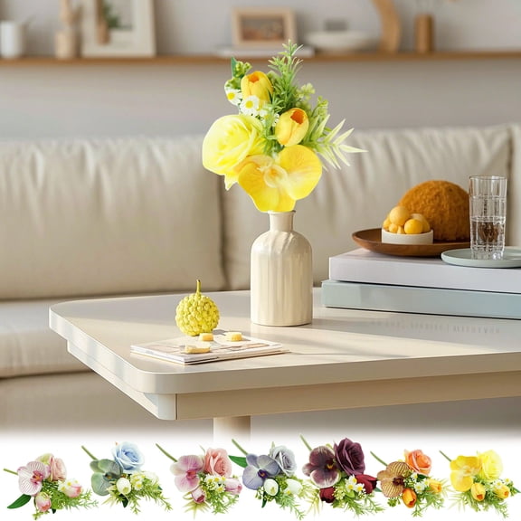 Artificial Roses Large Flower Fake Silk Bouquet 13 Inch for Dining Table Centerpiece Living Room Decoration Orchid Style Home Vase by PALIFEUR
