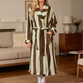 thumbnail image 4 of Virmaxy Striped Plush Bathrobe Women Long Sleeve Fleece Robe with Pockets Belted Housecoat Warm Winter Spa Loungewear Dressing Gown Coffee, 4 of 8