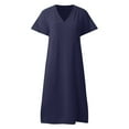 thumbnail image 3 of Women Casual Fashion Solid Color V Neck Short Sleeve Shirt Dress Ladies Knee Length Dresses Beach Dresses for Women Long Maxi Cute Long Dresses for Women Womens Dresses for Work Petite Dress Women's, 3 of 4