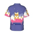thumbnail image 4 of Xecao Dog Washes in a Pink Bath print Hawaiian shirt - a stylish short-sleeve button-down for men, perfect for casual beach and tropical outings., 4 of 9