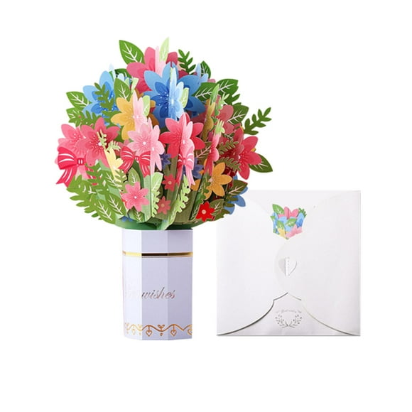 veasfak Mother's Day Gift Card Flower Bouquet up Card for Celebrations Women Wife 217x167mm