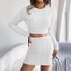 thumbnail image 5 of Vestido de punto para mujer, traje de dos piezas, top con cuello redondo y minifalda de punto, falda lápiz, conjunto de 2 piezas, vestido de jersey, monocolor, manga larga, jersey corto, vestido de, 5 of 6