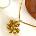 thumbnail image 4 of Gold Plated Flat Snake Chain Necklace Featuring A Large Flower Pendant For Women Stylish Accessory, 4 of 11