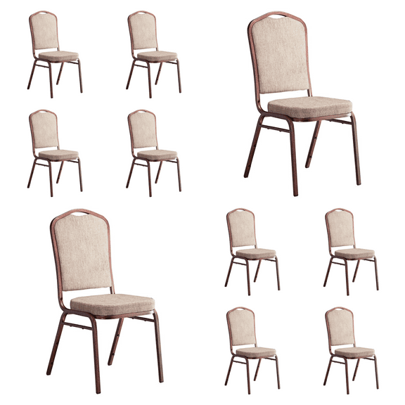 (10 PACK) Crown Back Banquet Dining Chair with Tan Pattern Fabric - Commercial Quality Restaurant Chair