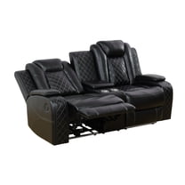MAYEERTY Intelligent 2-Seater Leather Recliner Loveseat Sofa with Cup Holder & USB Charging for Living Room Home Theater