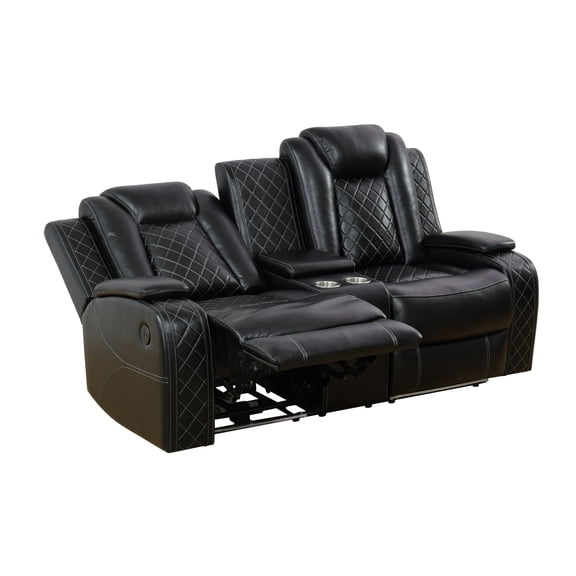 MAYEERTY Intelligent 2-Seater Leather Recliner Loveseat Sofa with Cup Holder & USB Charging for Living Room Home Theater