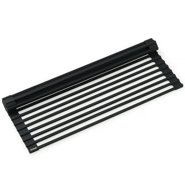 KRAUS Multipurpose Workstation Sink RollUp Dish Drying Rack in Black