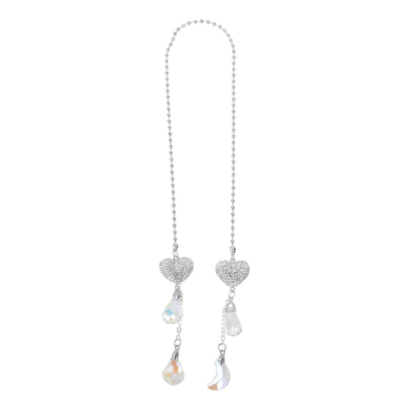Unique Bargains 1 Pair Artificial Crystal Solid Heart Car Rear View Mirror Pendant Accessories Car Hanging Ornament Clear