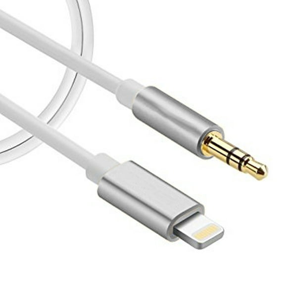 Exian Câble Lightning USB vers Aux 3,5 Mm, Tête Argentée 1 M
