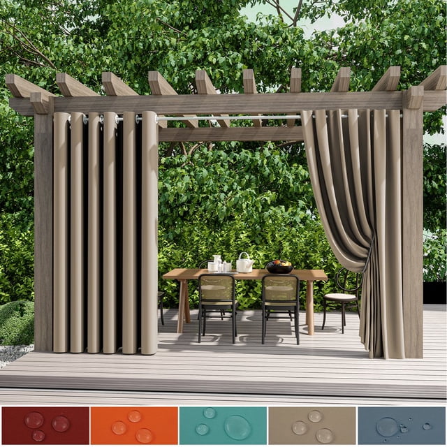MesaSe Rideaux d'Extérieur pour Patio Imperméables Isolés Bloquant la Chaleur et la Lumière, Draperies Résistantes à la Décoloration, Rideau Épais pour Balcon, Pelouse, Jardin, 1 Panneau