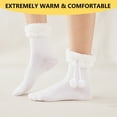 thumbnail image 4 of LDU Women's Slipper Socks with Fuzzy Pom-Pom Ribbed Cuff, Plush Fleece Lined Thermal Winter Socks, 6 Pairs, 4 of 7