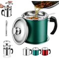 thumbnail image 1 of 2026 New Stainless Steel Oil Filter Pot Can, Large Capacity Grease Container Stainless Steel, Bacon Grease Saver Strainer And Strainer Lid Kitchen for Filtering Separating Reusing Oil(Green), 1 of 7