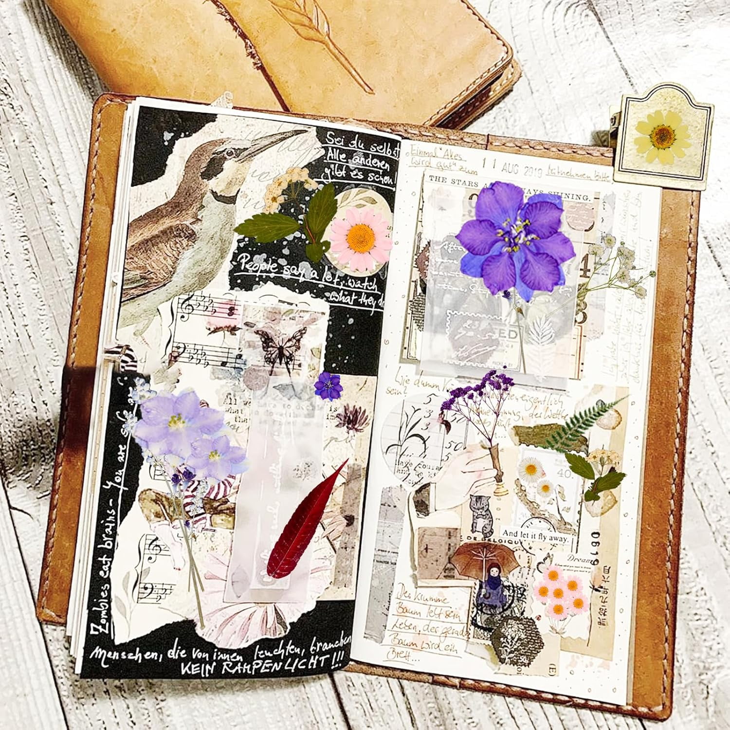 Dried Pressed Flowers Real Pressed Flowers Natural Dry Leaves Bulk Mixed Colorful Herbs Kit with Tweezers for Scrapbooking DIY Candle Jewelry Crafts Making Nails