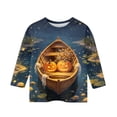 thumbnail image 2 of Kids Halloween T-Shirts Toddler Boys Girls 3/4 Sleeve Ghost Pumpkin Graphic Tees Tops 2-13 Years, 2 of 5