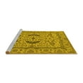thumbnail image 2 of Ahgly Company Machine Washable Indoor Square Oriental Yellow Industrial Area Rugs, 8' Square, 2 of 4