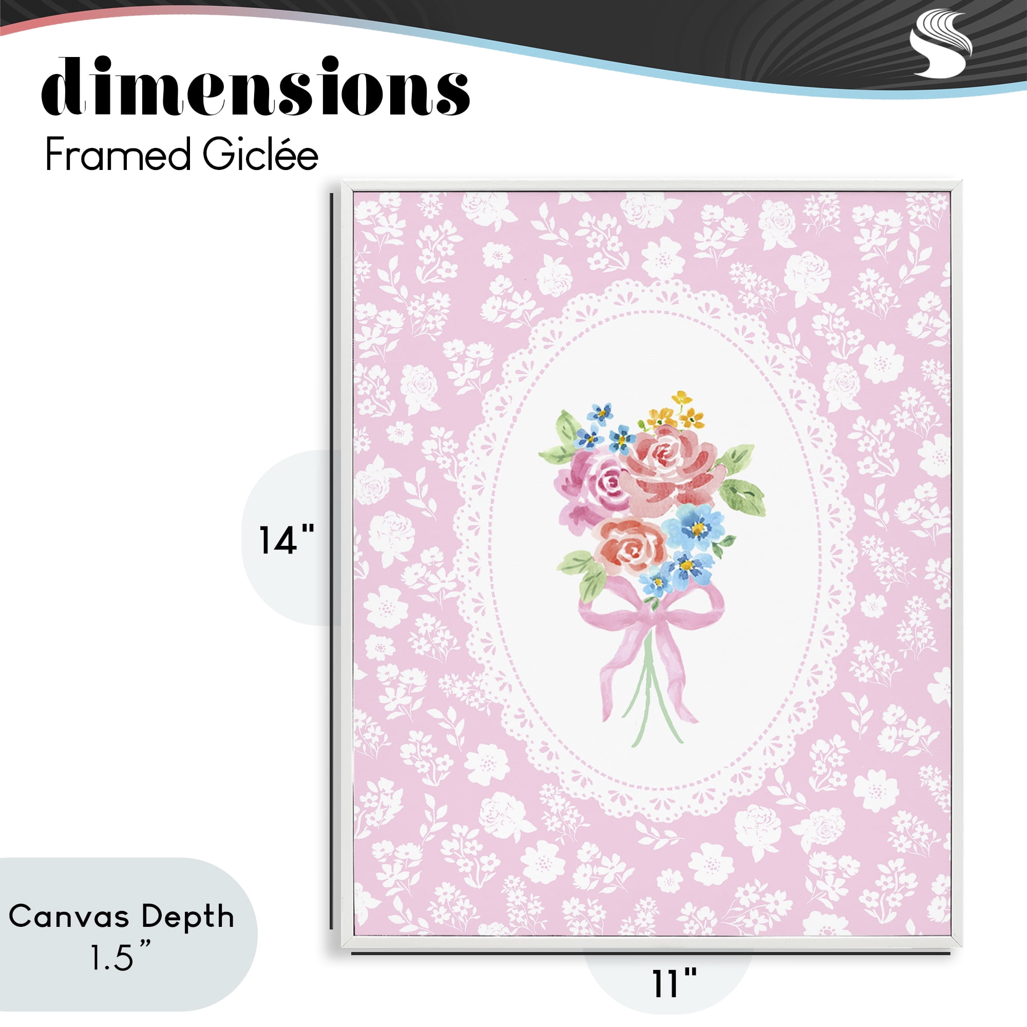 Stupell Industries Pink Feminine Bouquet White Framed Giclee Art, design by Corinne Haig
