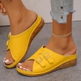 thumbnail image 2 of Modisza Orthopedic Wedge Sandals for Women Wide Width Open Toe Platform Wedges Slip on Comfortable Beach Walking Slippers size 8 Yellow, 2 of 6