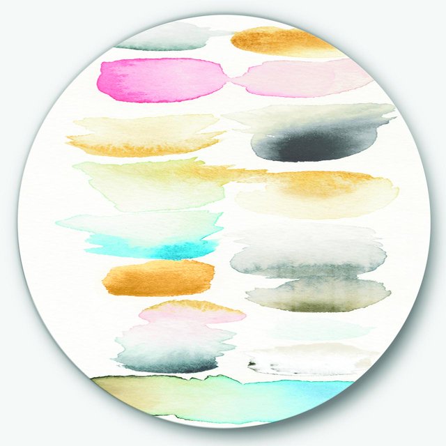 Designart 'Watercolor Geometric Swatch Element II' Geometric Metal Circle Wall Art