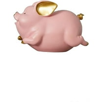 Y.Byani Piggy Bank Coin Bank Pig Statue Gifts Polyresin Home Decor Arts 8.3 inch (Pink)