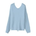 thumbnail image 4 of aDJFDGT Oversized Sweater Vest Xxl Women's Loose Long Sleeve V Neck Drawstring Backless Sweater Knitted Pullover, 4 of 4