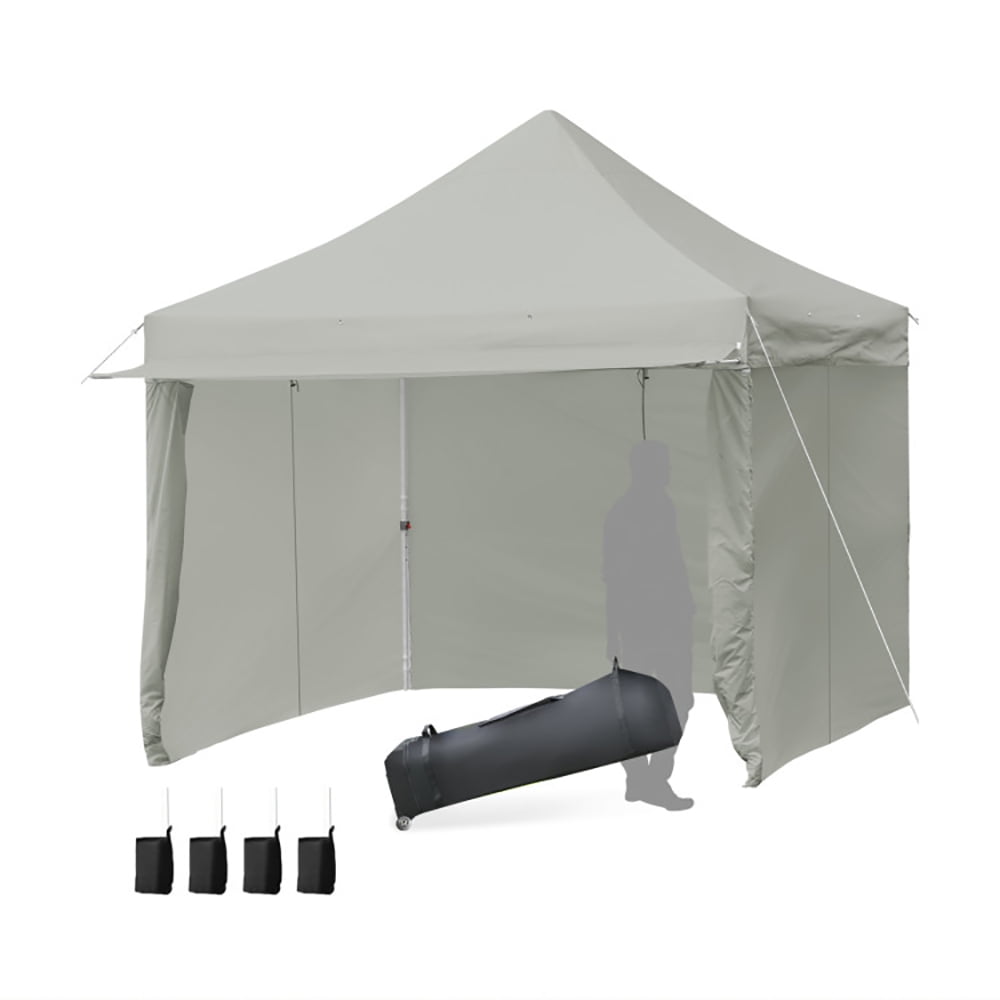 Aimee Lii 10 x 10 Feet Pop-up Gazebo with 5 Removable Zippered Sidewalls and Extended Awning, Backyard Canopy Gazebo, Gray Aimee Lii 10 x 10 Feet Pop-up Gazebo with 5 Removable Zippered Sidewalls and Extended Awning, Backyard Canopy Gazebo, Gray